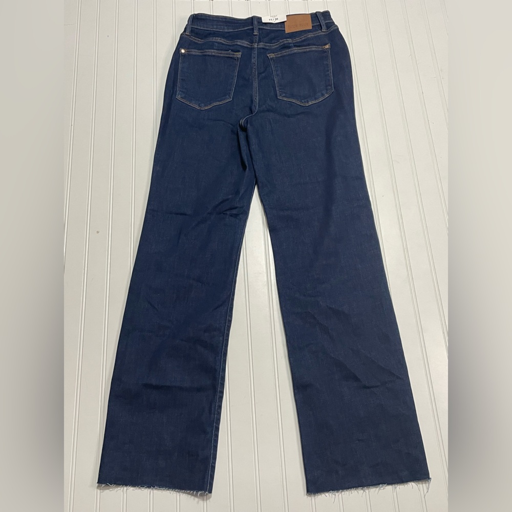 NWT Judy Blue High Waist Raw Hem Vintage & Back Darts Detail Straight Leg Jeans - Picture 13 of 14
